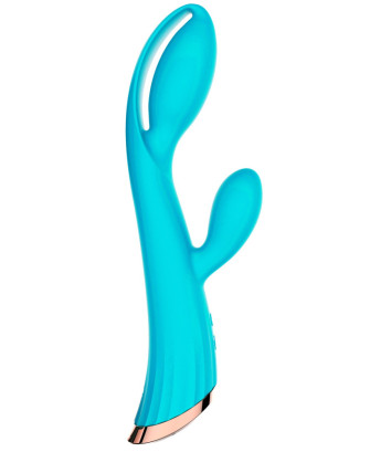 Vibromasseur bleu avec stimulateur de clitoris LRIS USB 